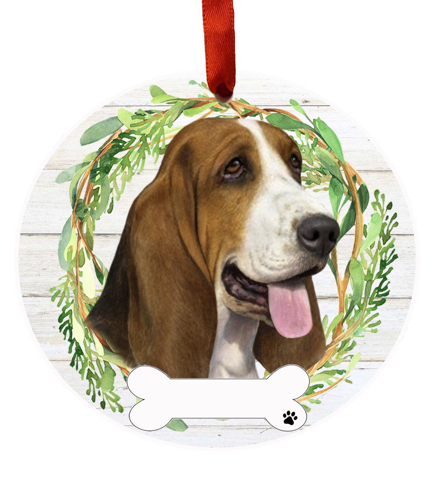 Basset Hound Ceramic Christmas Ornament