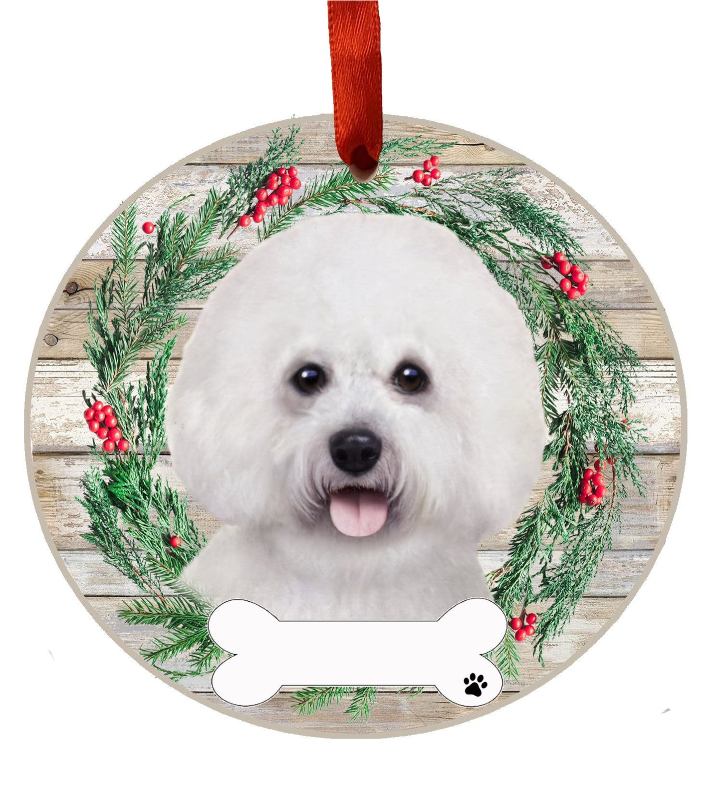 Bichon Frise Ceramic Christmas Ornament