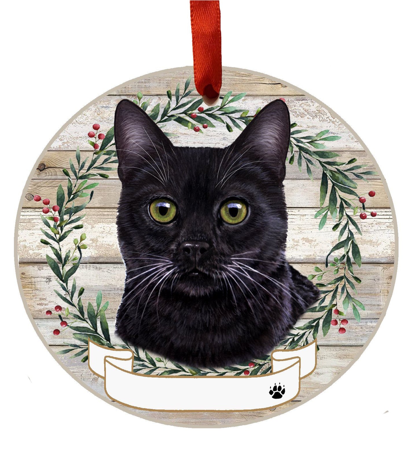 Black Cat Ceramic Christmas Ornament