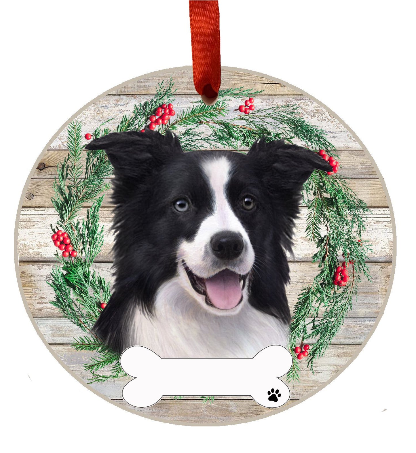 Border Collie Ceramic Christmas Ornament