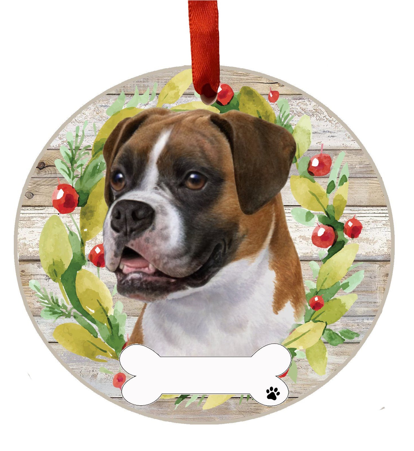 Boxer Ceramic Christmas Ornament
