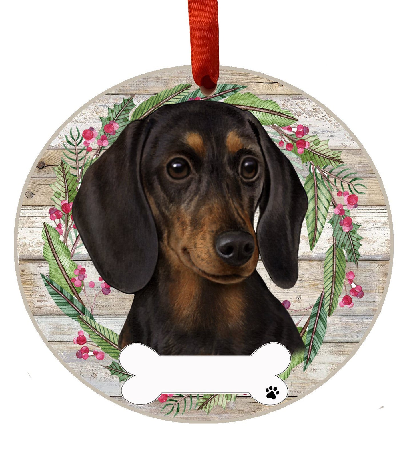 Black Dachshund Ceramic Christmas Ornament