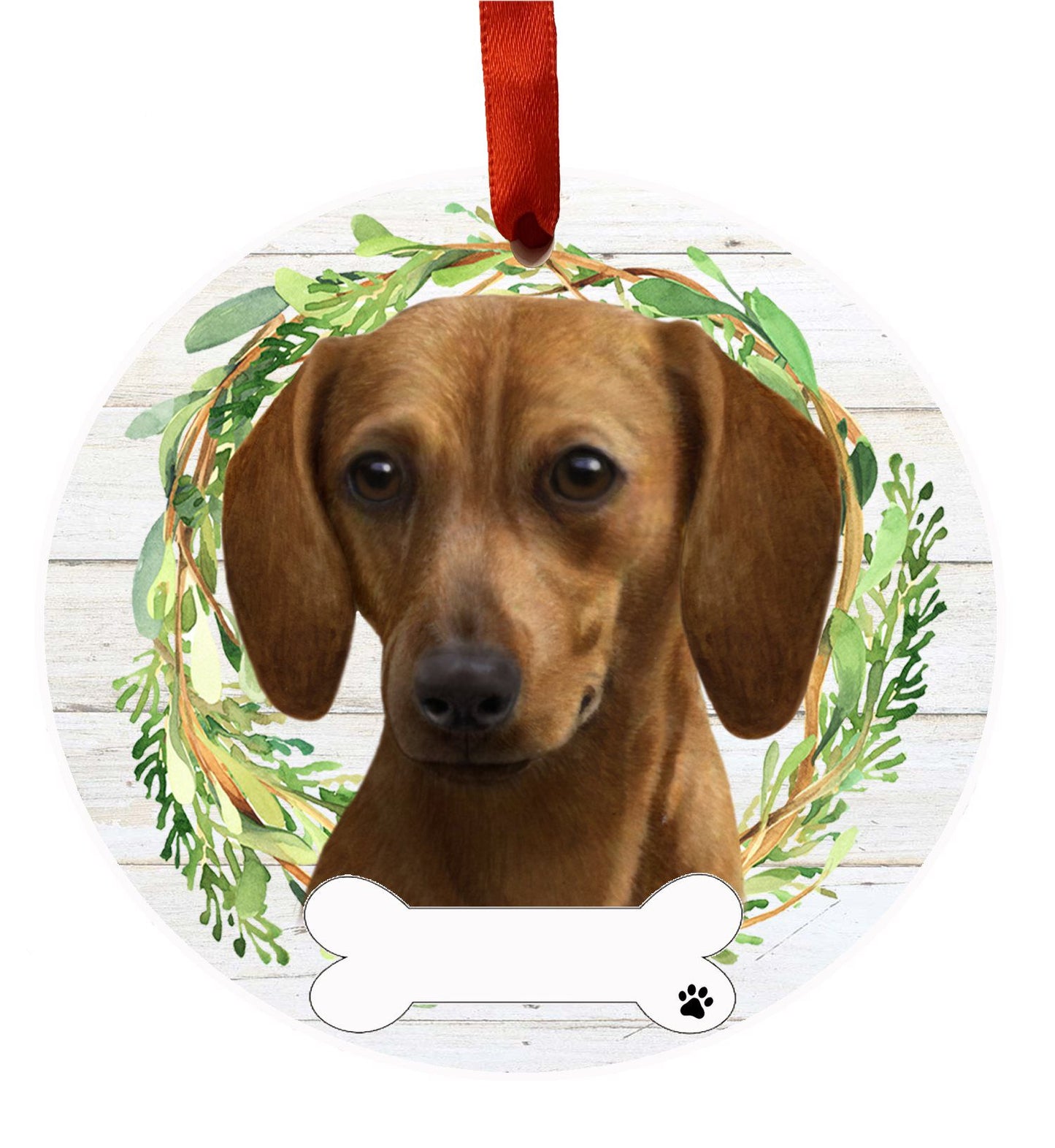 Red Dachshund Ceramic Chirstmas Ornament