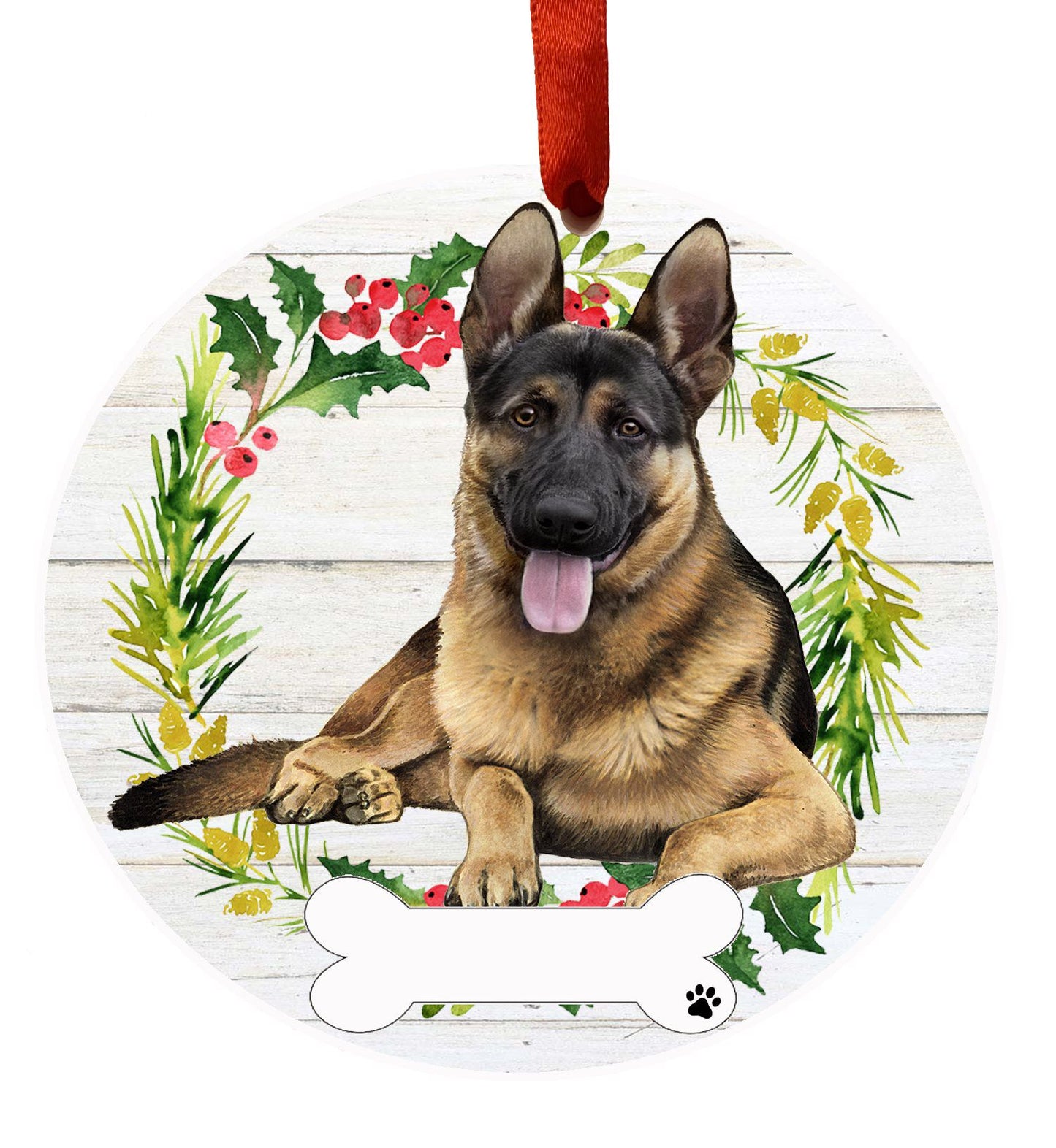 German Shepherd Ceramic Christmas Ornament