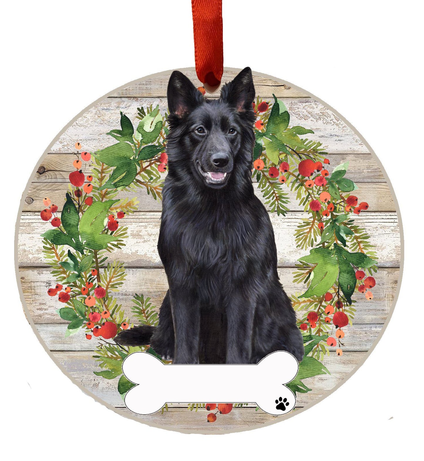 Black German Shepherd Ceramic Christmas Ornament