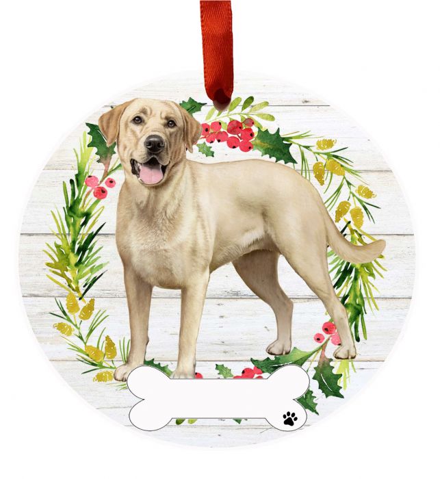 Yellow Lab Ceramic Christmas Ornament