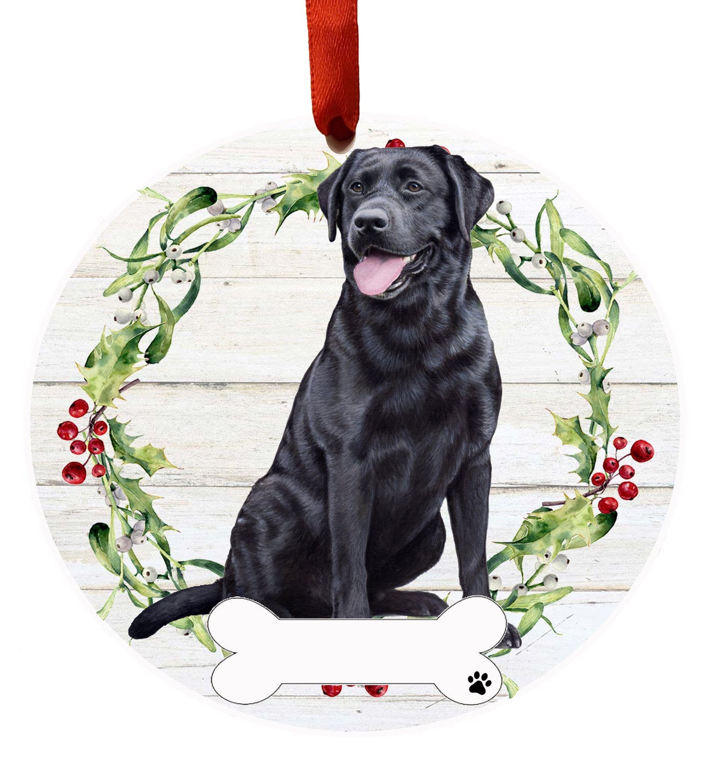 Black Lab Ceramic Christmas Ornament