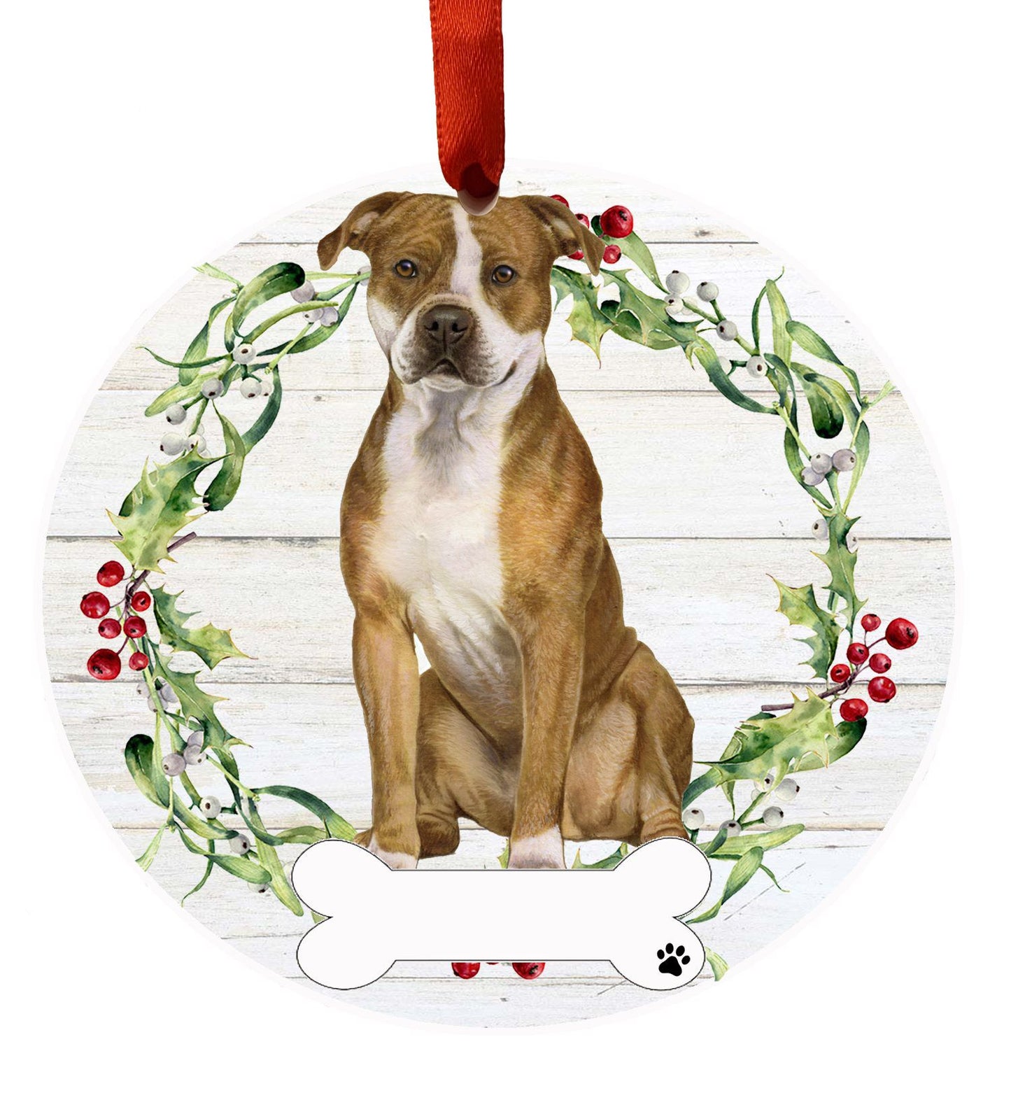 Pit Bull Ceramic Christmas Ornament