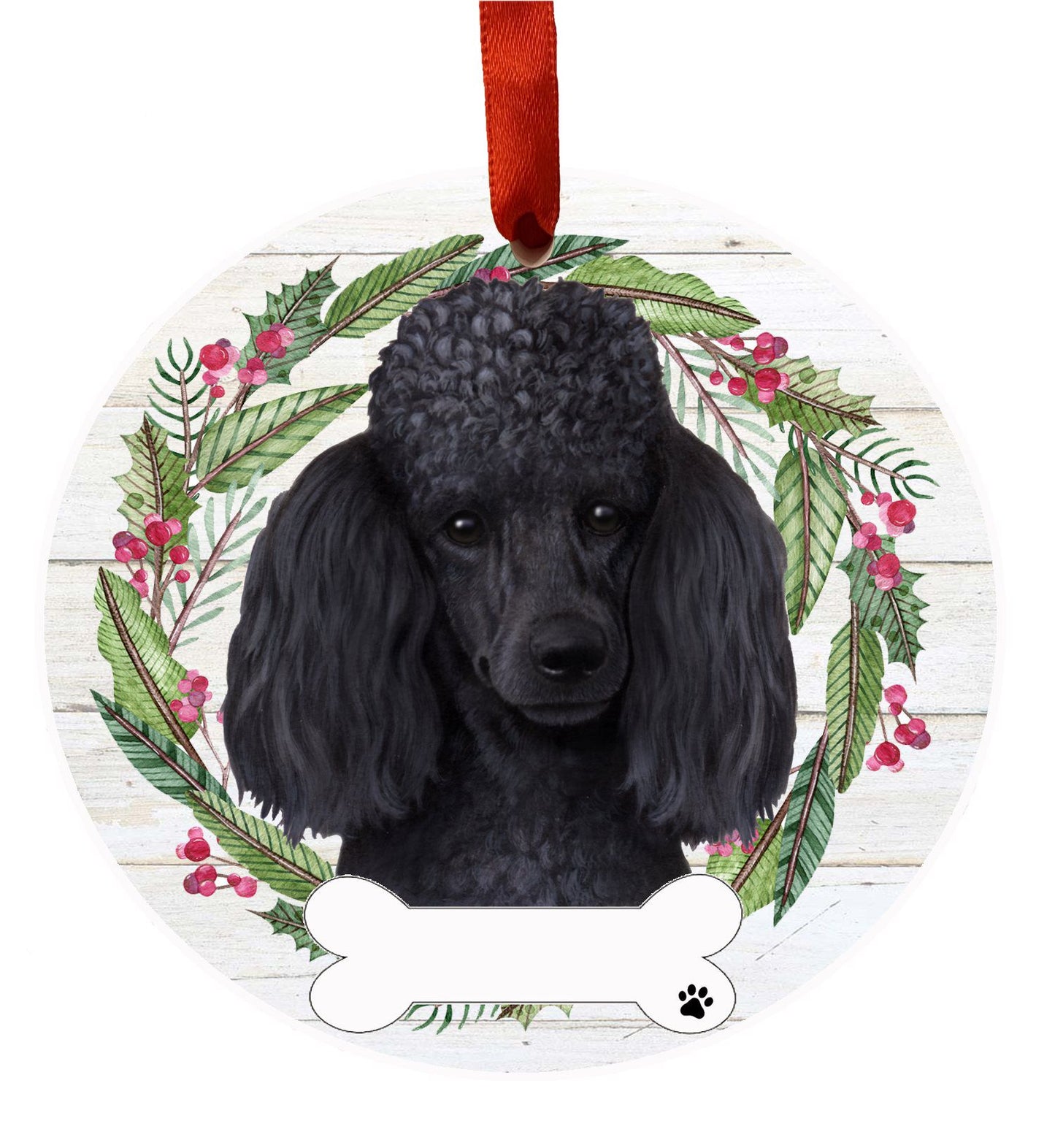 Black Poodle Ceramic Christmas Ornament