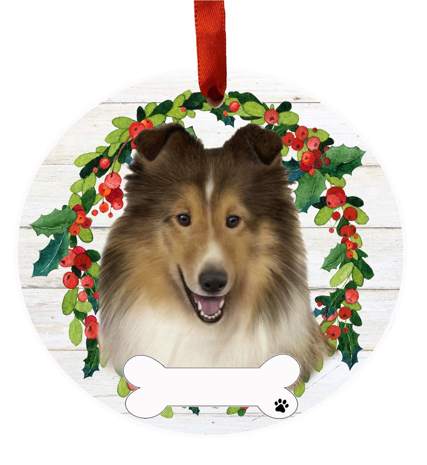 Sheltie Ceramic Christmas Ornament
