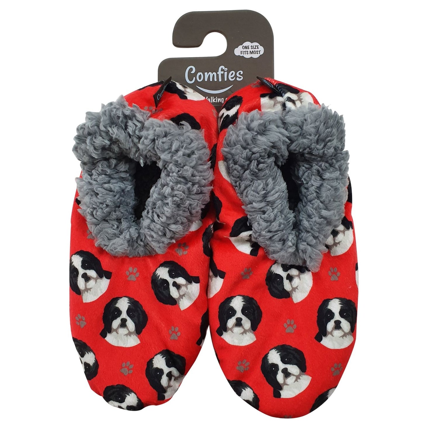 Black & White Shih Tzu Slippers