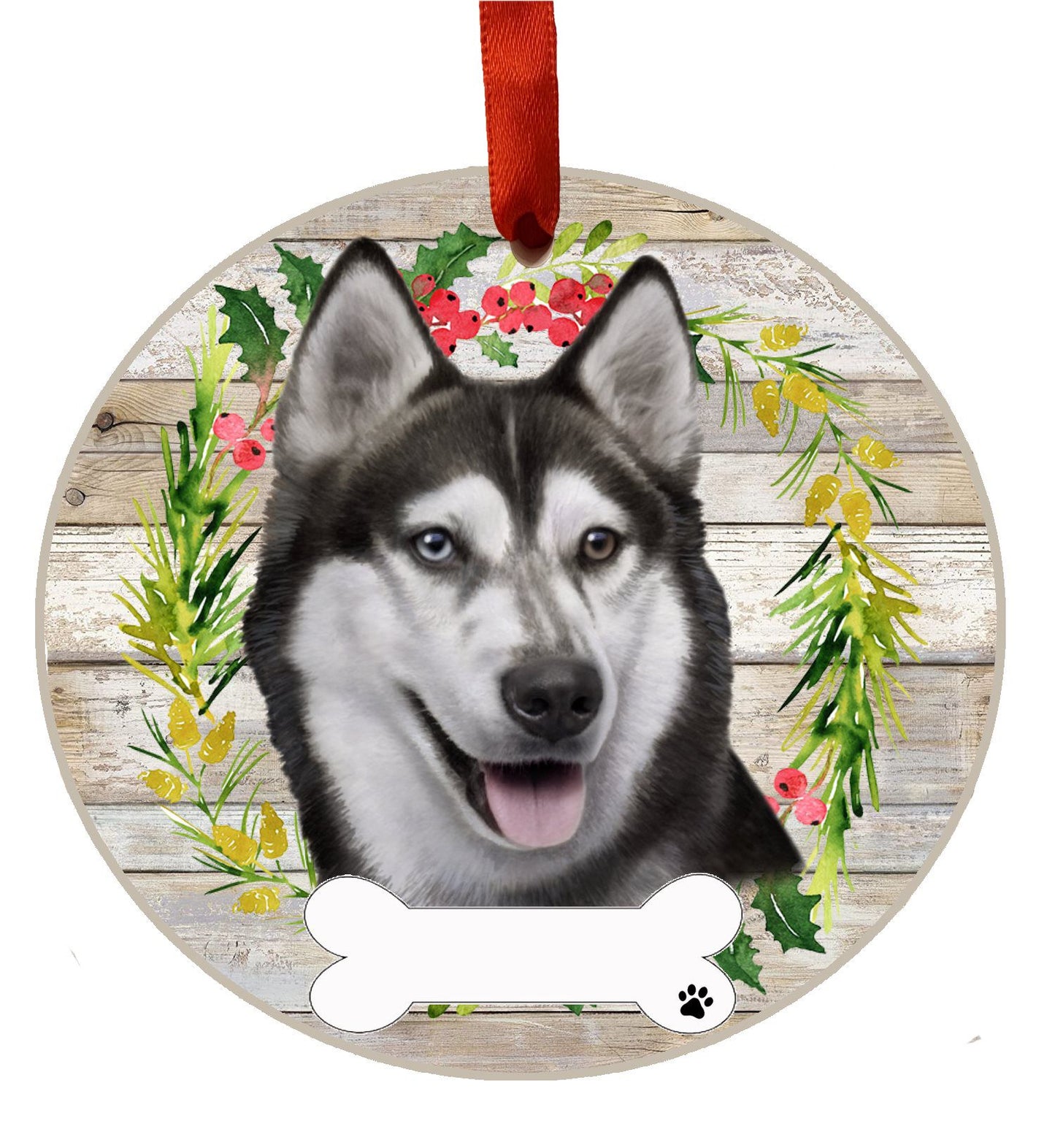 Siberian Husky Ceramic Christmas Ornament