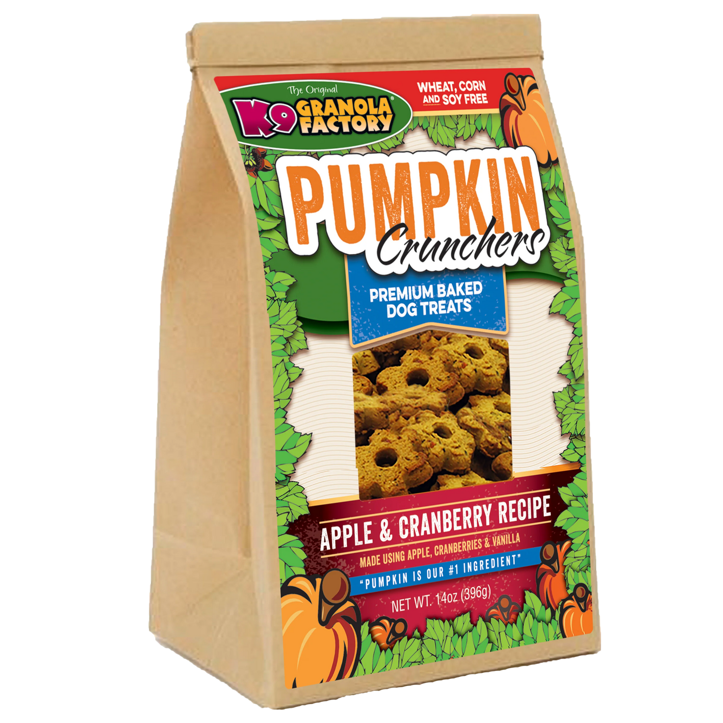 Dog Treats - K9 Granola Factory Pumpkin Crunchers (Apple Cranberry Recipe)