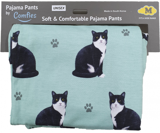 Pajama Bottom - Black & White Cat