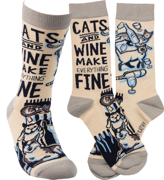 Socks - Cats and Wine Make Everything Fine