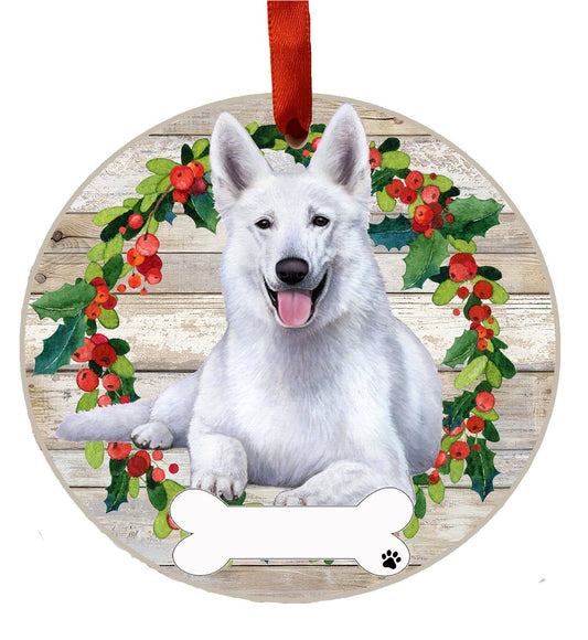 Ceramic Ornament - German Shepherd (White)