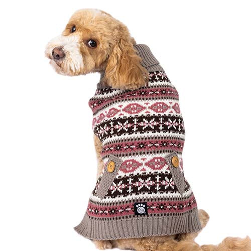 Dog Sweater  - Fair Isle in Taupe/Plum