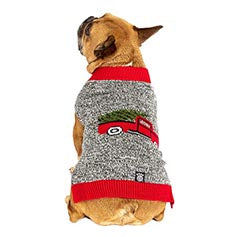 Dog Sweater - Marled Gray with Tree and Truck