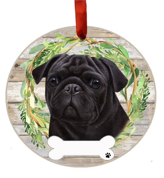 Ceramic Ornament - Pug (Black)