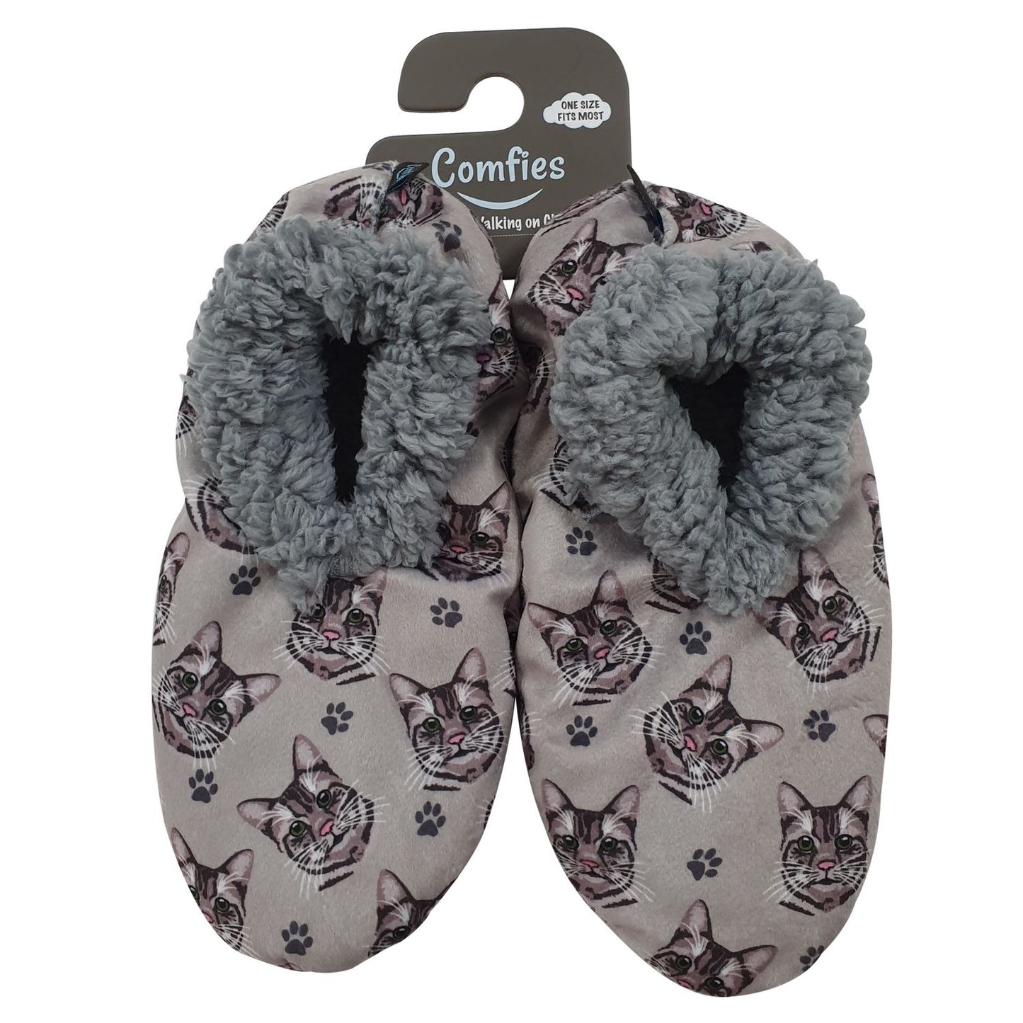 Slippers - Tabby Cat (Silver )